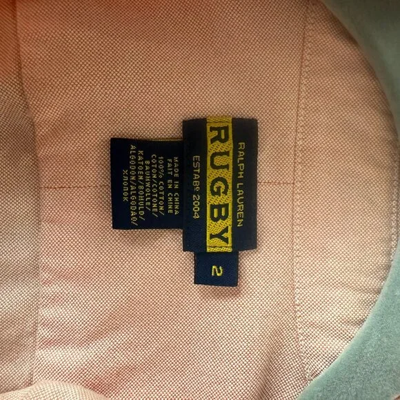 Rugby Ralph Lauren OCBD Button Down Shirt Orange Size 2 - Picture 11 of 13